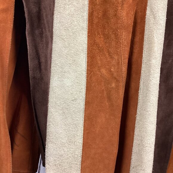 Vintage 60s Suede Two Tone Leather Cape Poncho with Belt - Picture 14 of 15